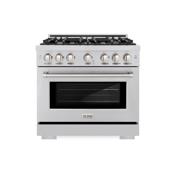 ZLINE 36" 5.2 cu. ft. Select Dual Fuel Range withs in Stainless Steel with 6 Brass Burners, HDR-BR-36