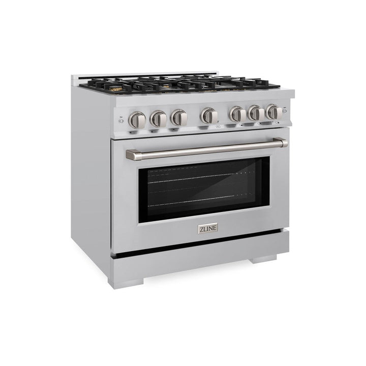 ZLINE 36" 5.2 cu. ft. Select Dual Fuel Range withs in Stainless Steel with 6 Brass Burners, HDR-BR-36