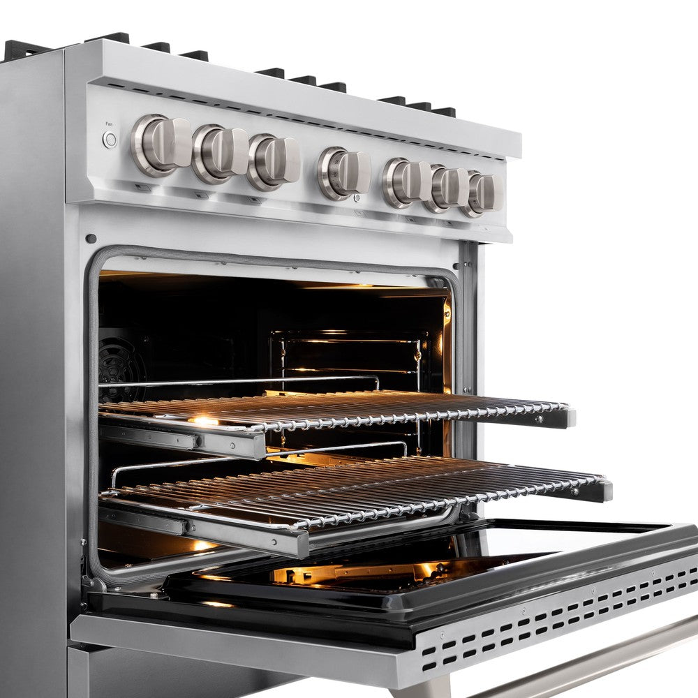 ZLINE 36" 5.2 cu. ft. Select Dual Fuel Range withs in Stainless Steel with 6 Brass Burners, HDR-BR-36