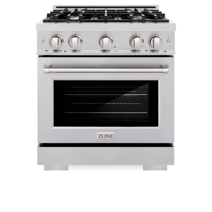 ZLINE 30 in. 4.2 cu. ft. Select Dual Fuel Range with 4 Burner Gas Cooktop and Electric Convection Oven in Stainless Steel, Open Box-Excellent Condition
