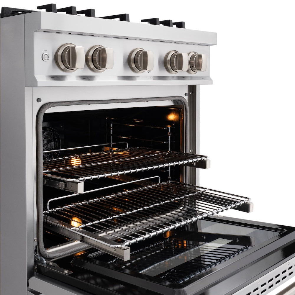 ZLINE 30 in. 4.2 cu. ft. Select Dual Fuel Range with 4 Burner Gas Cooktop and Electric Convection Oven in Stainless Steel, Open Box-Excellent Condition