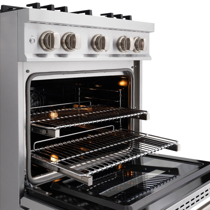 ZLINE 30 in. 4.2 cu. ft. Select Dual Fuel Range with 4 Burner Gas Cooktop and Electric Convection Oven in Stainless Steel, Open Box-Excellent Condition