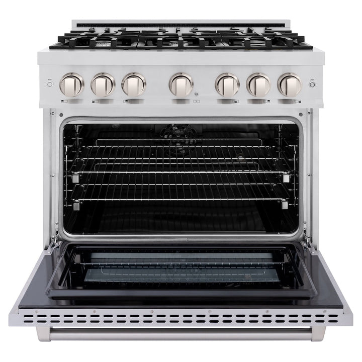 ZLINE 36 in. 5.2 cu. ft. Select Dual Fuel Range with 6 Burner Gas Cooktop and Electric Convection Oven in Stainless Steel, Open Box-Excellent Condition