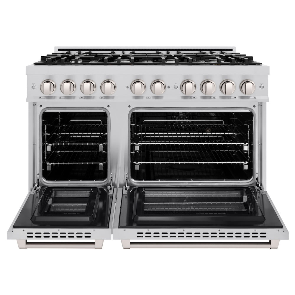 ZLINE 48 in. 6.7 cu. ft. Select Double Oven Dual Fuel Range with 8 Burner Gas Cooktop in Stainless Steel, Open Box-Excellent Condition