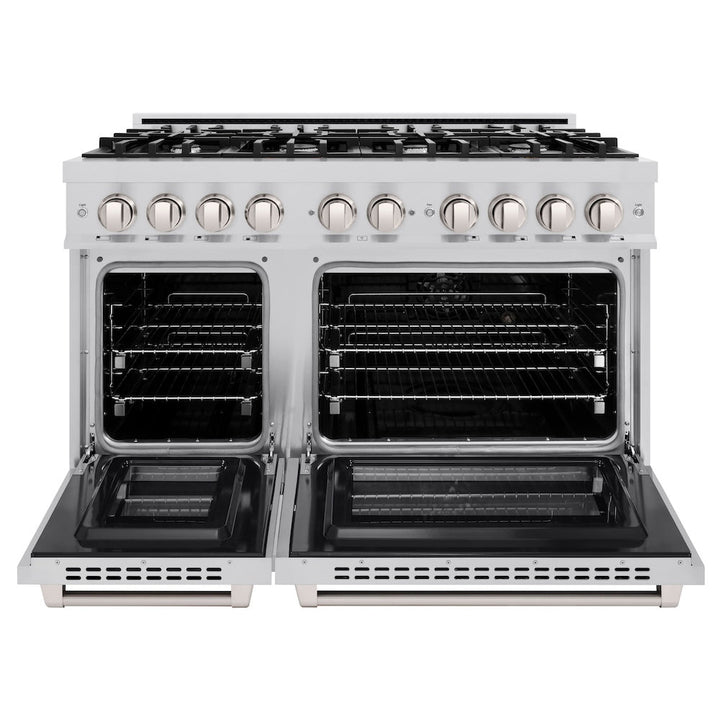ZLINE 48 in. 6.7 cu. ft. Select Double Oven Dual Fuel Range with 8 Burner Gas Cooktop in Stainless Steel, Open Box-Excellent Condition