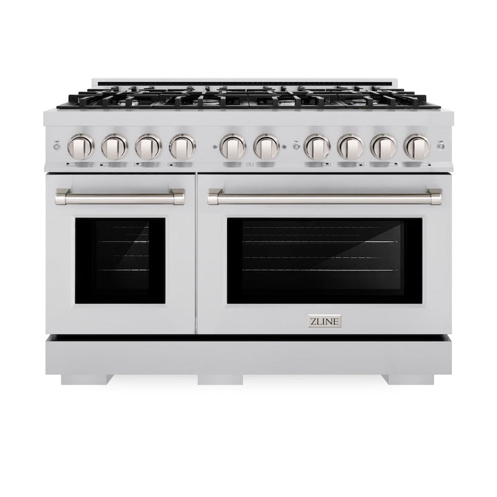 ZLINE 48 in. 6.7 cu. ft. Select Double Oven Dual Fuel Range with 8 Burner Gas Cooktop in Stainless Steel, Open Box-Excellent Condition