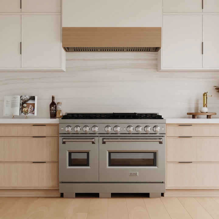 ZLINE 48 in. 6.7 cu. ft. Classic Double Oven Gas Range with 8 Burner Cooktop in Stainless Steel, Open Box-Excellent Condition
