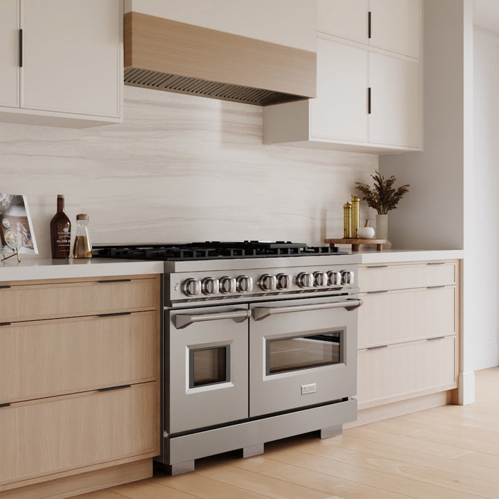 ZLINE 48 in. 6.7 cu. ft. Classic Double Oven Gas Range with 8 Burner Cooktop in Stainless Steel, Open Box-Excellent Condition