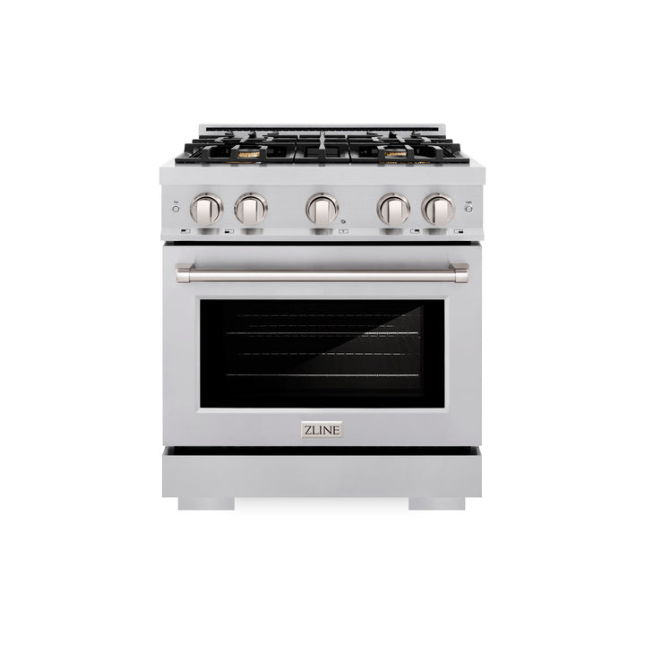 ZLINE 30" 4.2 cu. ft. Select Gas Range with Convection Gas Oven in Stainless Steel with 4 Brass Burners, HGR-BR-30