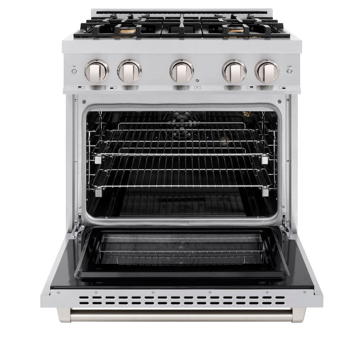 ZLINE 30 in. 4.2 cu. ft. Select Gas Range with Convection Gas Oven in Stainless Steel with 4 Brass Burners, Open Box-Excellent Condition