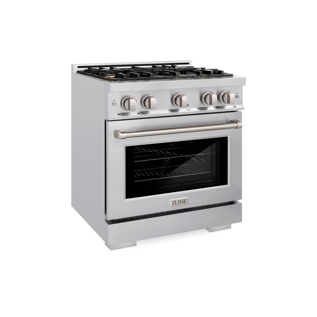 ZLINE 30" 4.2 cu. ft. Select Gas Range with Convection Gas Oven in Stainless Steel with 4 Brass Burners, HGR-BR-30