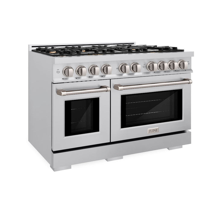 ZLINE 48 in. 6.7 cu. ft. Select Double Oven Gas Range in Stainless Steel with 8 Brass Burners, Open Box-Excellent Condition