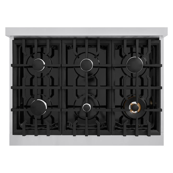 ZLINE 36 in. 5.2 cu. ft. Select Gas Range with 6 Burner Cooktop and Convection Gas Oven in Stainless Steel with White Matte Door, Open Box-Excellent Condition