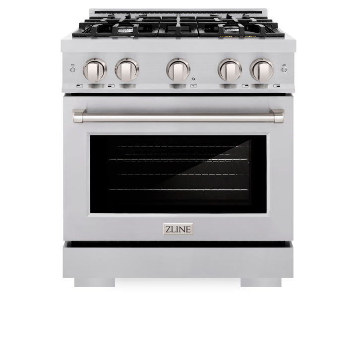 ZLINE 30" 4.2 cu. ft. Select Gas Range with 4 Burners in DuraSnow® Stainless Steel, HGRS-30