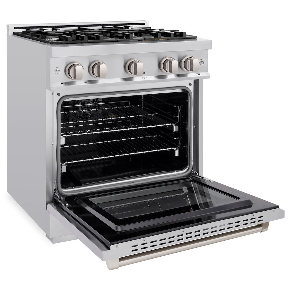 ZLINE 30 in. 4.2 cu. ft. Select Gas Range with 4 Burner Cooktop and Convection Gas Oven in Stainless Steel, Open Box-Excellent Condition