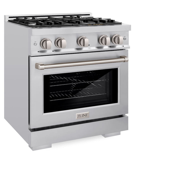 ZLINE 30 in. 4.2 cu. ft. Select Gas Range with 4 Burner Cooktop and Convection Gas Oven in Stainless Steel, Open Box-Excellent Condition