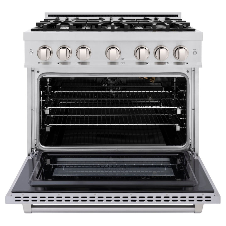 ZLINE 36 in. 5.2 cu. ft. Select Gas Range with 6 Burner Cooktop and Convection Gas Oven in Stainless Steel, Open Box-Excellent Condition