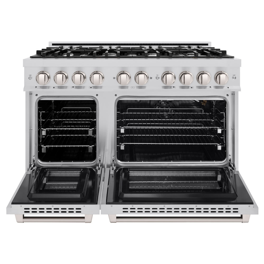 ZLINE 48 in. 6.7 cu. ft. Select Double Oven Gas Range with 8 Burner Cooktop in Stainless Steel, Open Box-Excellent Condition