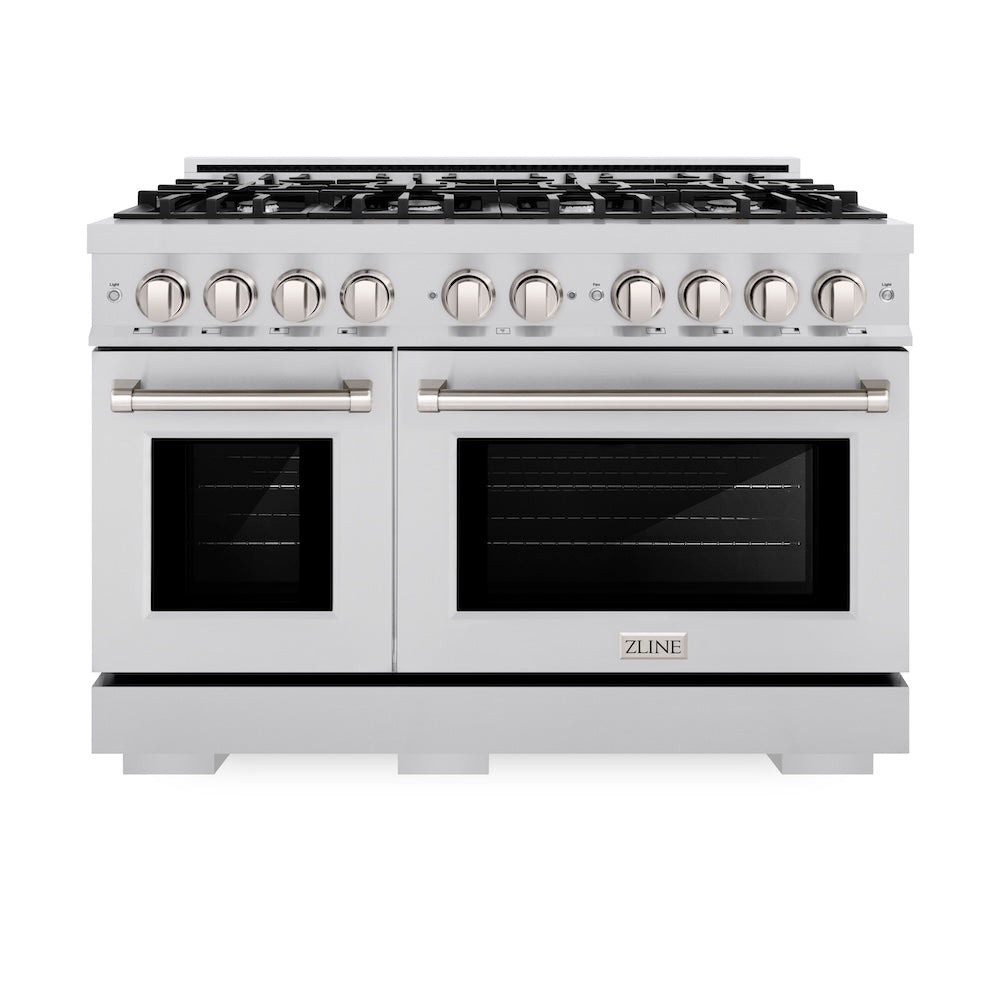 ZLINE 48 in. 6.7 cu. ft. Select Double Oven Gas Range with 8 Burner Cooktop in Stainless Steel, Open Box-Excellent Condition