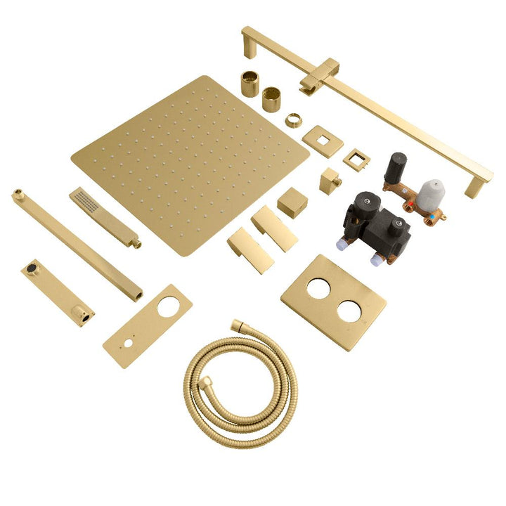 ZLINE Autograph Edition Bliss Rainfall Shower System with 16 in. Oversized Shower Head in Champagne Bronze (BLS-SHS16-CB)