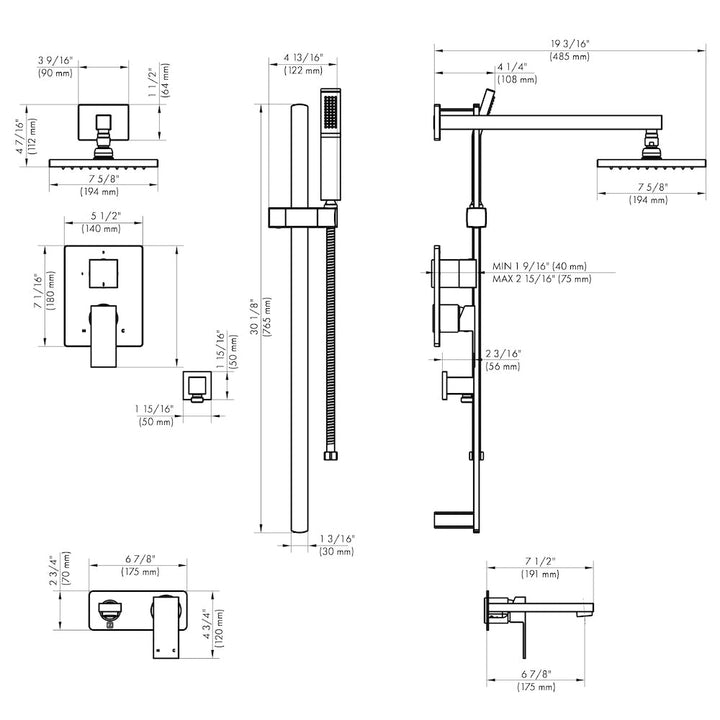 ZLINE Autograph Edition Bliss Rainfall Shower System in Matte Black (BLS-SHS-MB)