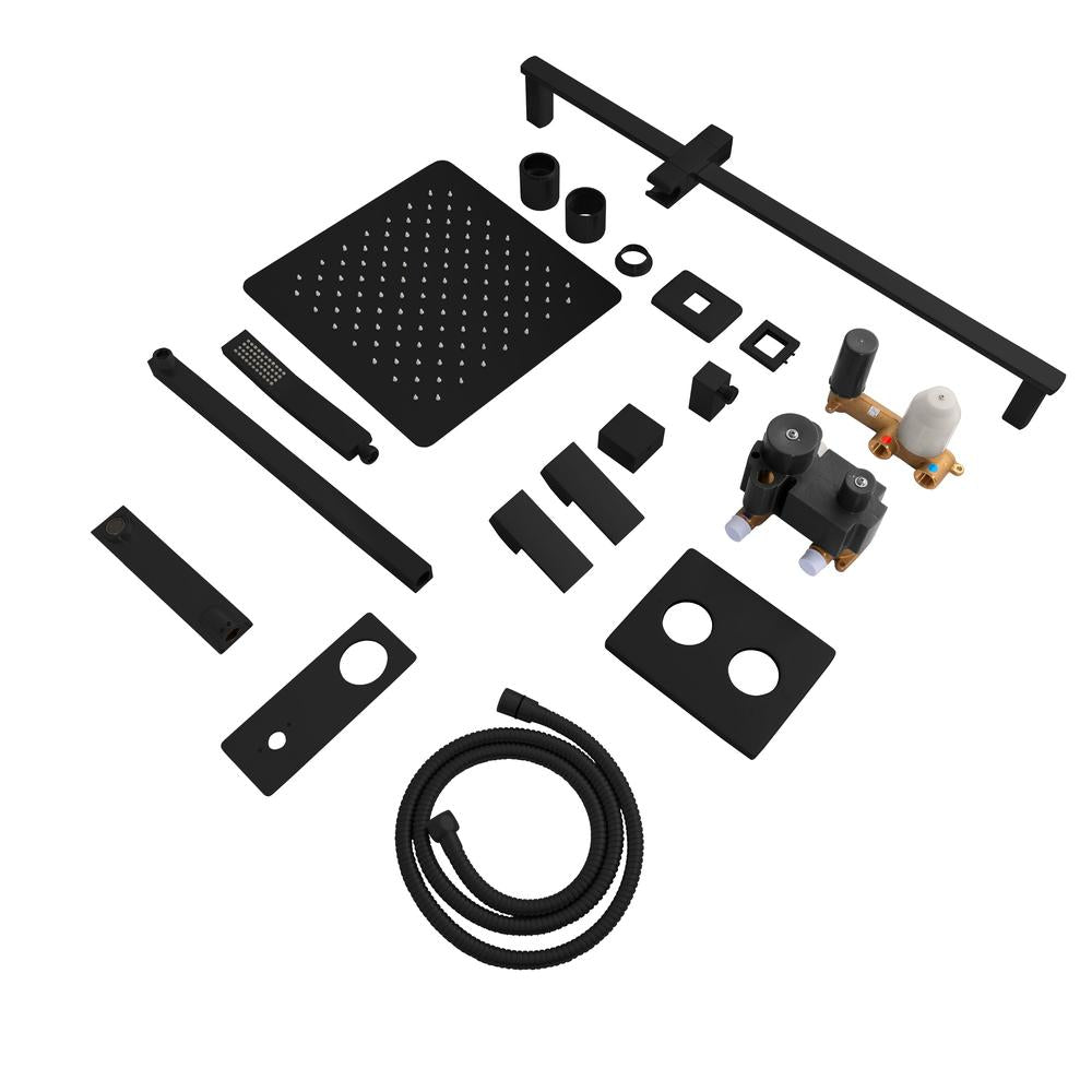 ZLINE Autograph Edition Bliss Rainfall Shower System with 12 in. Oversized Shower Head in Matte Black (BLS-SHS12-MB)