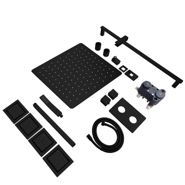 ZLINE Autograph Edition Crystal Bay Thermostatic Shower System with Body Jets in Matte Black (CBY-SHS-T3-MB)