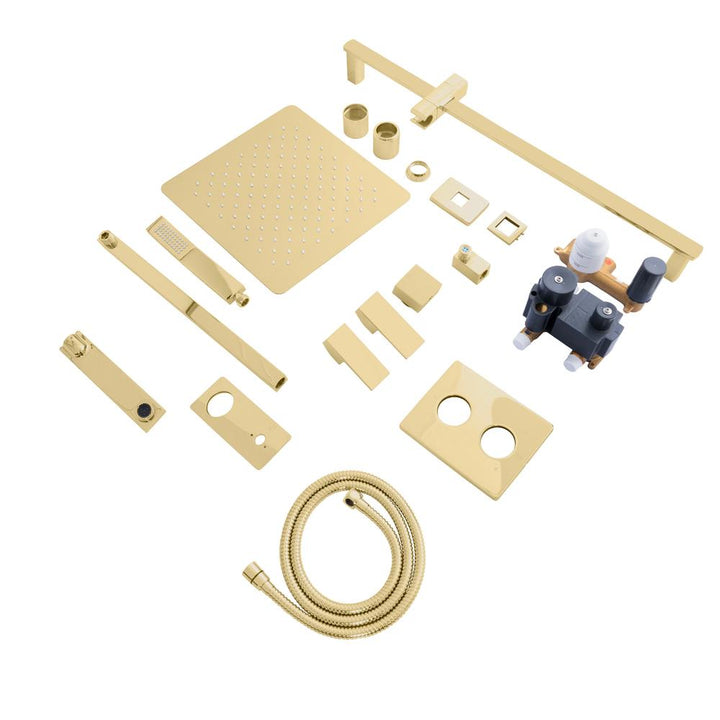 ZLINE Autograph Edition Bliss Rainfall Shower System with 12 in. Oversized Shower Head in Polished Gold (BLS-SHS12-PG)