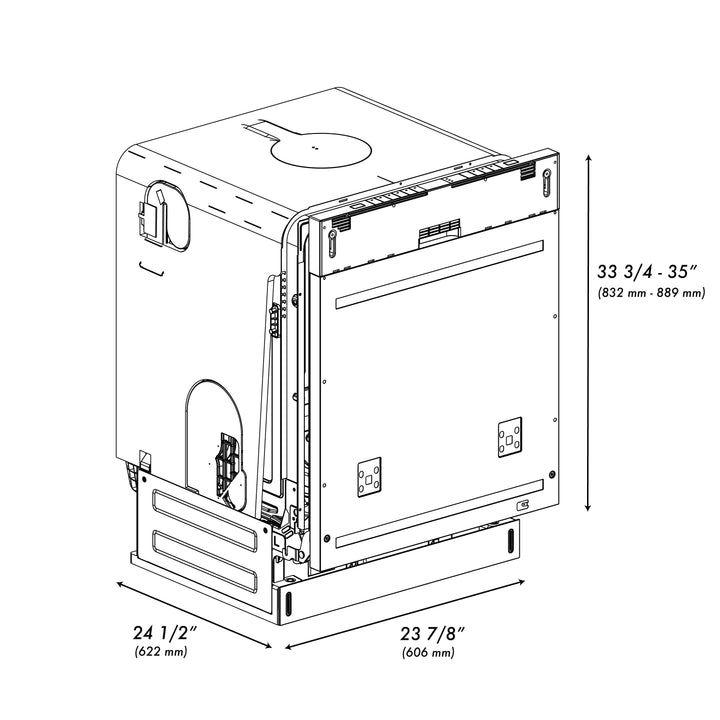 ZLINE 24 In. Monument Series Dishwasher in Custom Panel Ready with Top Touch Control, DWMT-24