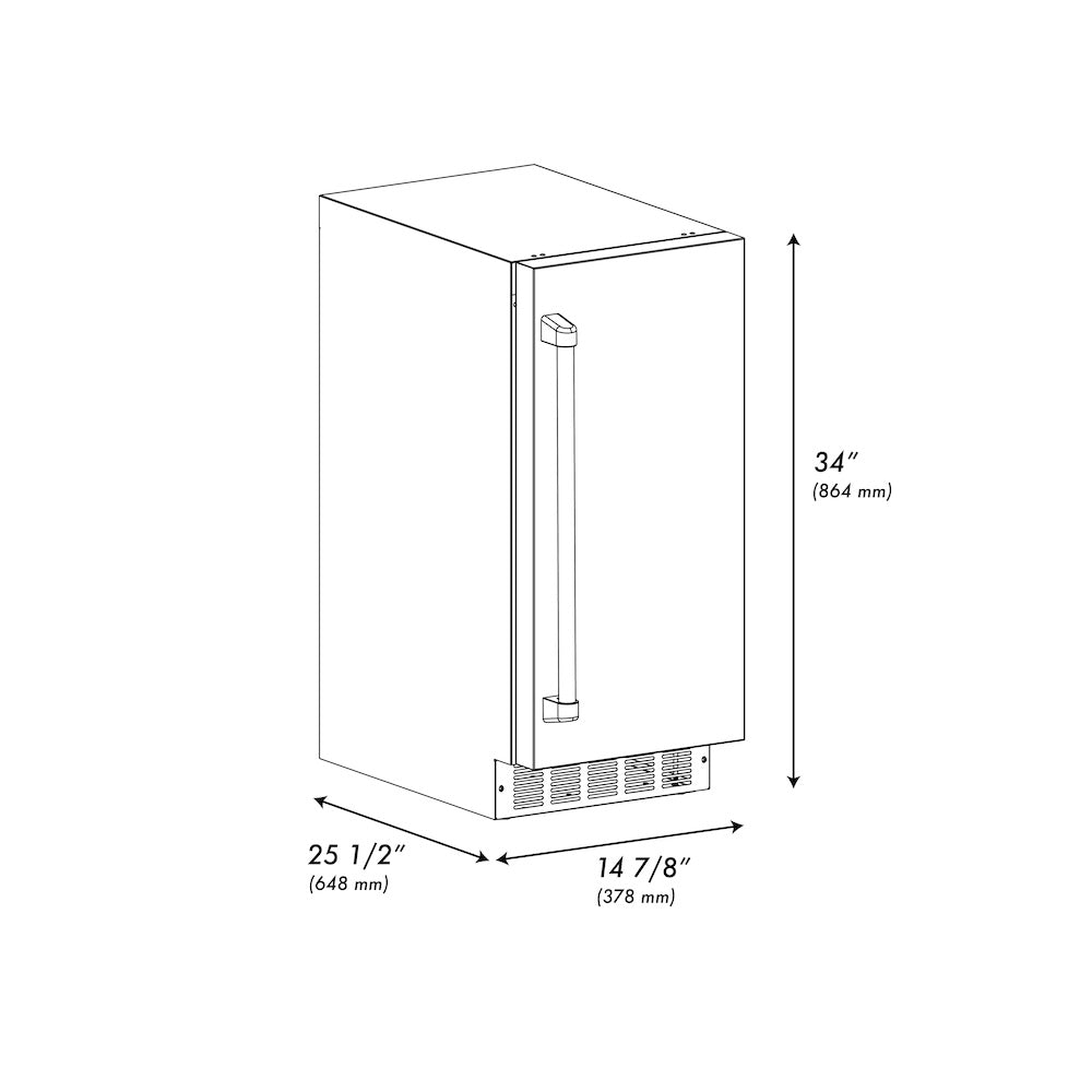 ZLINE 15 in. Touchstone Clear Cube Ice Maker with Drain Pump and Solid Stainless Steel Door, Open Box-Excellent Condition