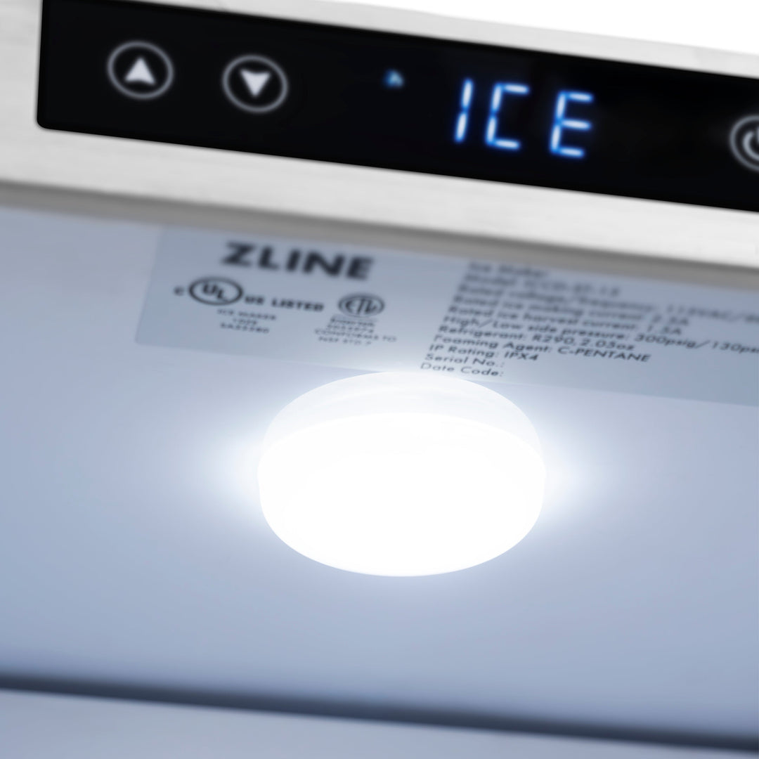 ZLINE Autograph Edition 15 in. Touchstone Gourmet Ice Maker with Drain Pump and White Matte Door with Polished Gold Handle (IGMDZ-WM-15-G)