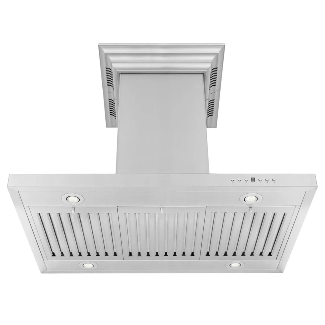 ZLINE CrownSound Island Mount Range Hoods with Built-in Bluetooth Speakers GL2iCRN-BT Series