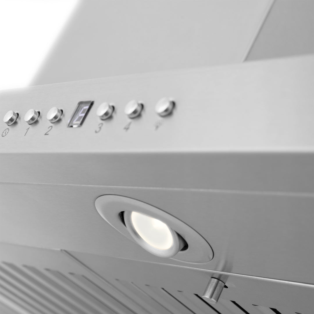 36" ZLINE CrownSound™Ducted Vent Island Mount Range Hood in Stainless Steel with Built-in Bluetooth Speakers (GL2iCRN-BT-36)