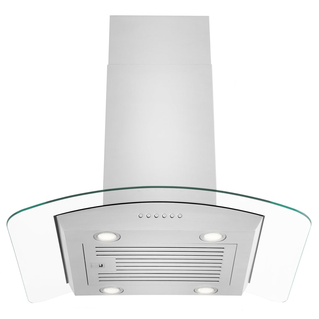 ZLINE 30” Alpine Series Convertible Island Mount Range Hood in Stainless Steel with Remote Control, LED lighting, and Dishwasher-Safe Baffle Filters (ALP70IS-30)
