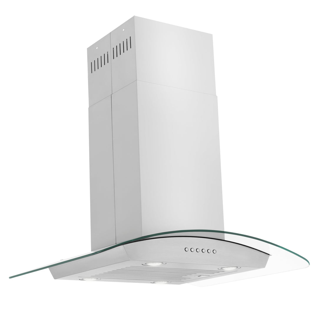 ZLINE 30” Alpine Series Convertible Island Mount Range Hood in Stainless Steel with Remote Control, LED lighting, and Dishwasher-Safe Baffle Filters (ALP70IS-30)