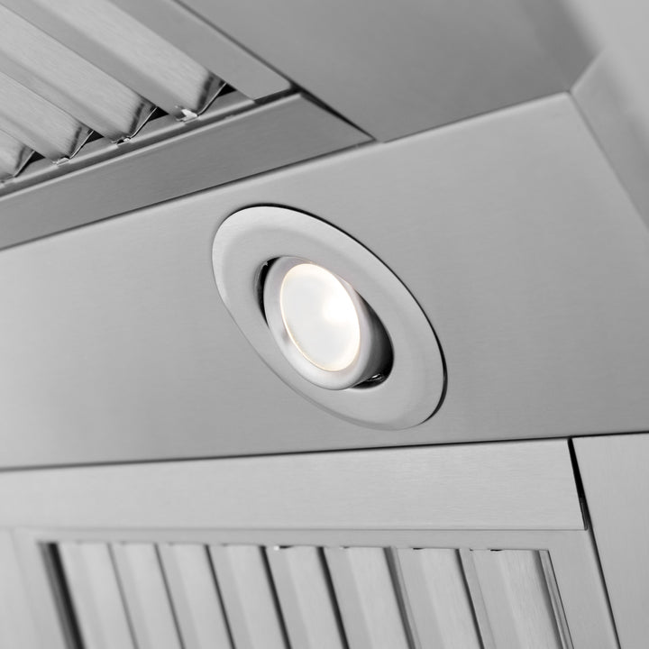 36 in. ZLINE CrownSound™ Ducted Vent Island Mount Range Hood in Stainless Steel with Built-in Bluetooth Speakers (597iCRN-BT-36)