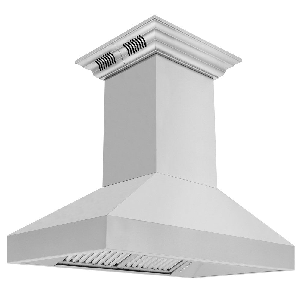 ZLINE 30 in. CrownSound™ Ducted Vent Island Mount Range Hood in Stainless Steel with Built-in Bluetooth Speakers (597iCRN-BT-30)