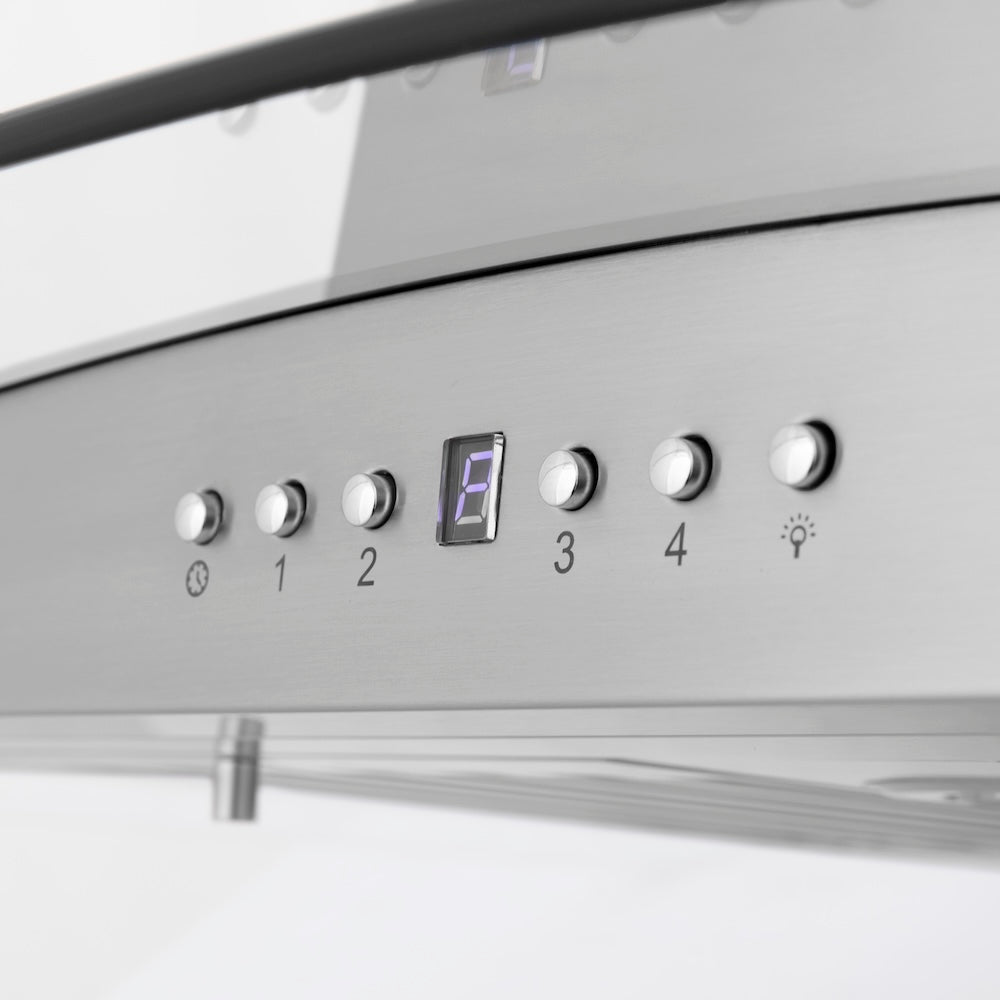ZLINE 30 in. Convertible Vent Island Mount Range Hood in Stainless Steel &amp; Glass, Handle Open Box-Excellent Condition