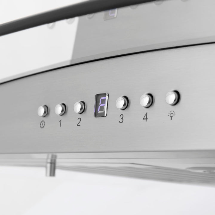 ZLINE 30 in. Convertible Vent Island Mount Range Hood in Stainless Steel &amp; Glass, Handle Open Box-Excellent Condition