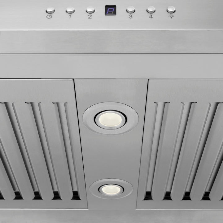 ZLINE 30 in. Convertible Vent Island Mount Range Hood in Stainless Steel &amp; Glass, Handle Open Box-Excellent Condition