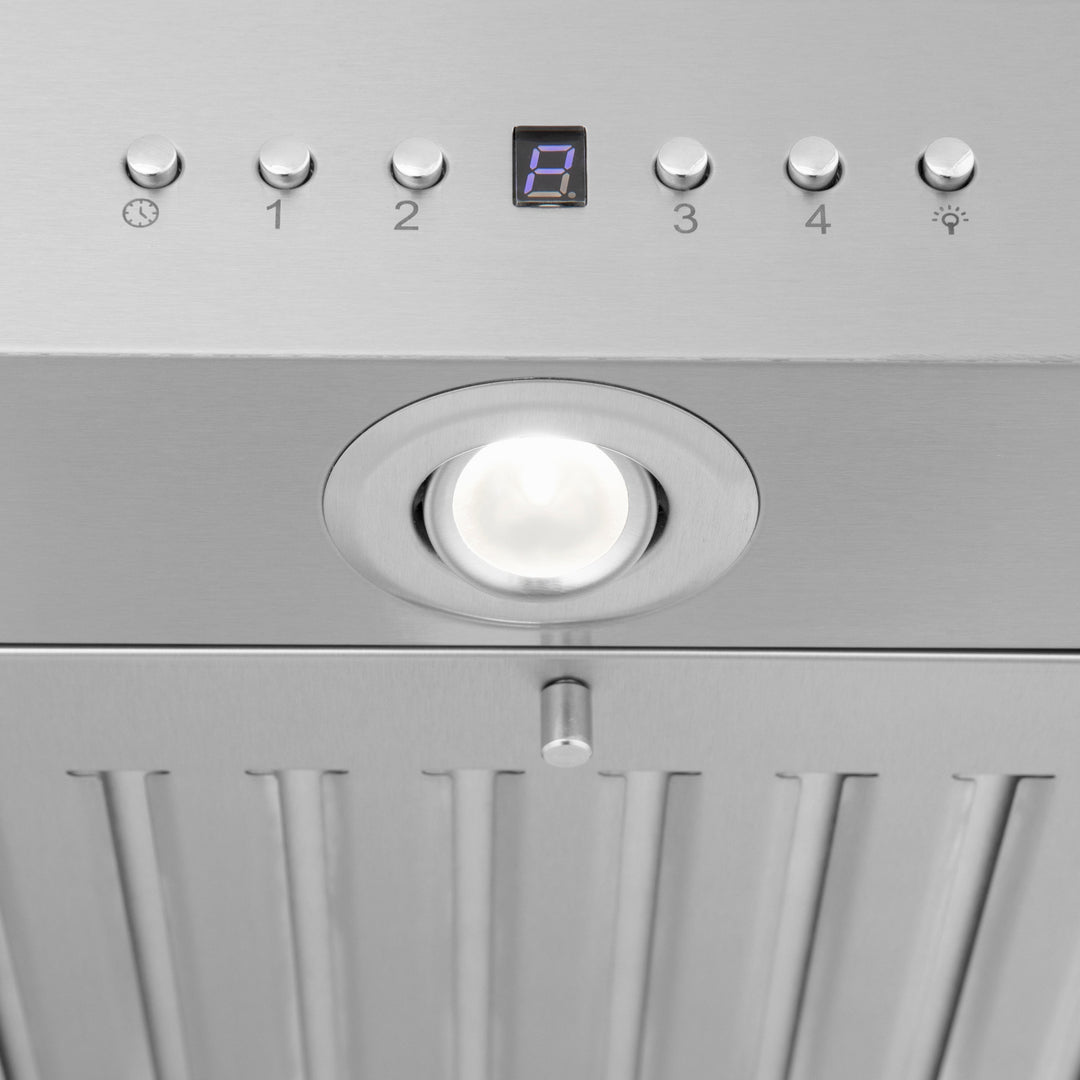 36" ZLINE CrownSound™Ducted Vent Island Mount Range Hood in Stainless Steel with Built-in Bluetooth Speakers (KE2iCRN-BT-36)