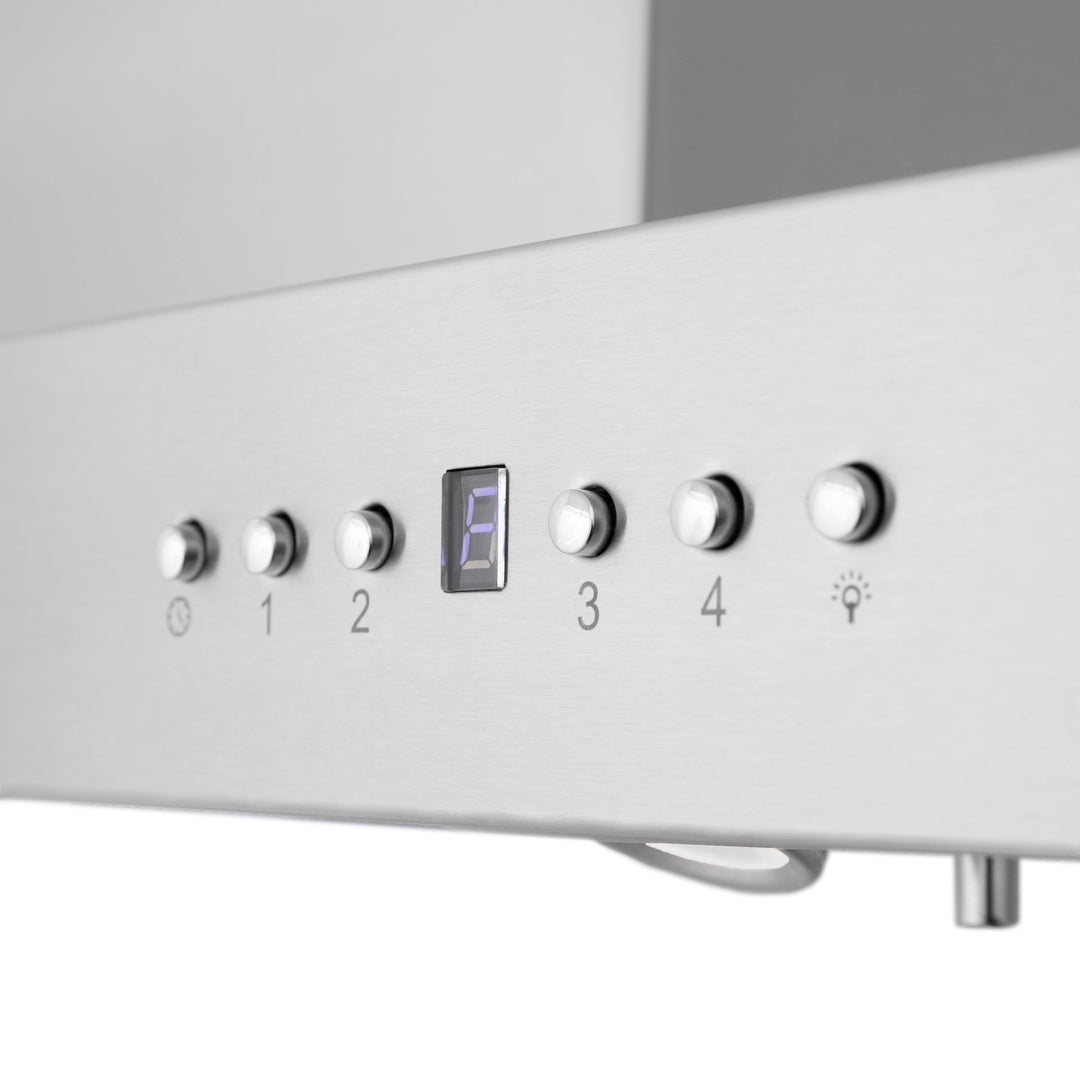 48" ZLINE CrownSound™Ducted Vent Island Mount Range Hood in Stainless Steel with Built-in Bluetooth Speakers (KE2iCRN-BT-48)