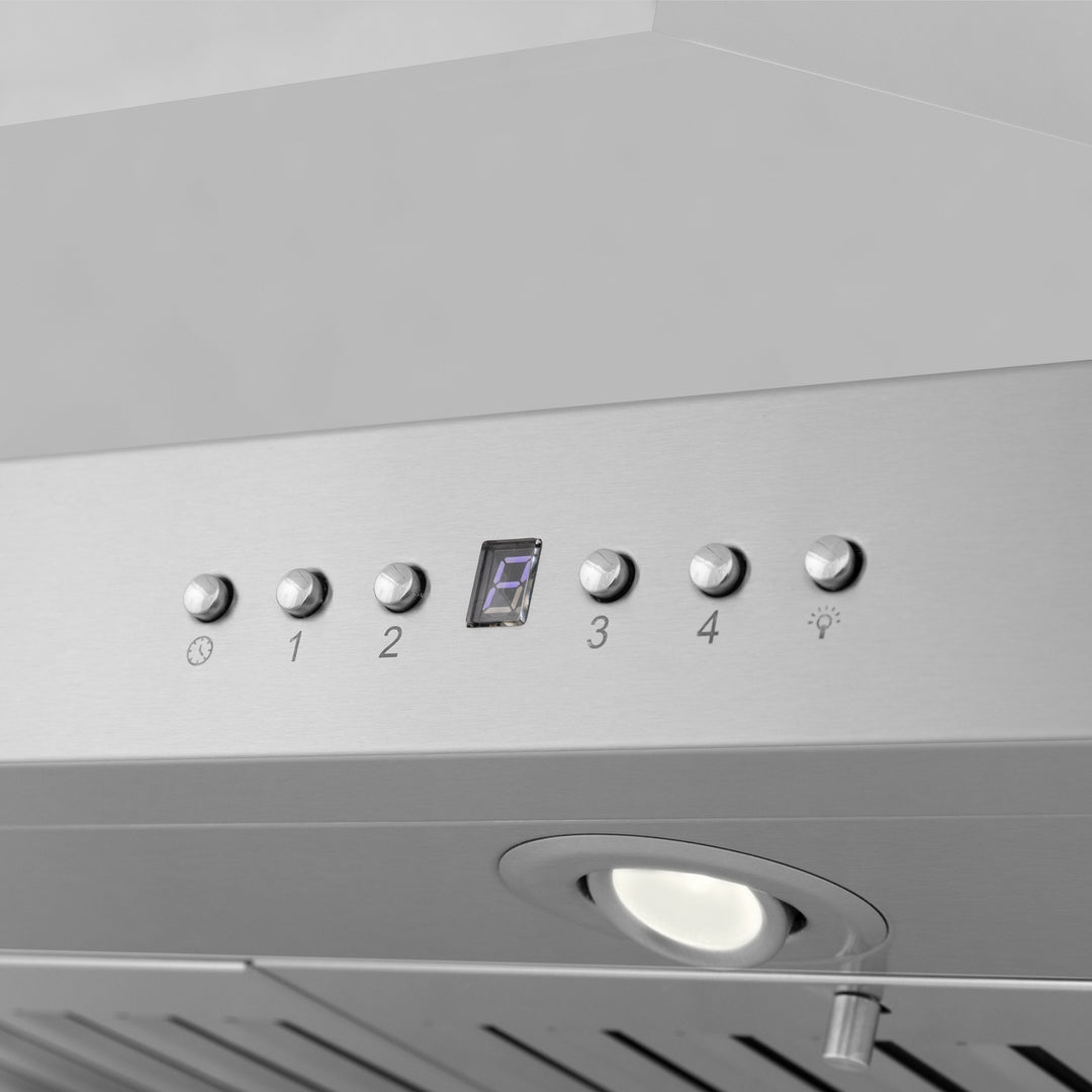36" ZLINE CrownSound™Ducted Vent Island Mount Range Hood in Stainless Steel with Built-in Bluetooth Speakers (KL3iCRN-BT-36)