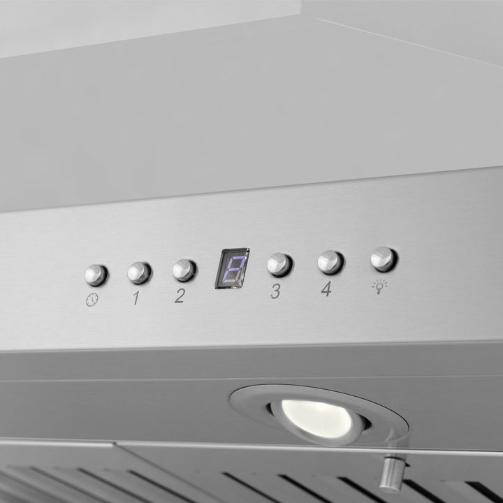 36" ZLINE CrownSound™Ducted Vent Island Mount Range Hood in Stainless Steel with Built-in Bluetooth Speakers (KL3iCRN-BT-36)