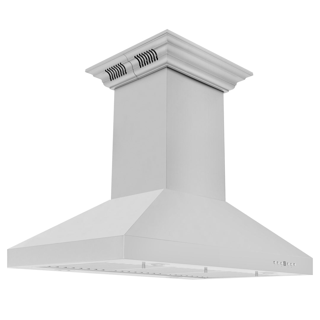 ZLINE 42" CrownSound Island Mount Range Hood in Stainless Steel with Built-in Speakers, KL3iCRN-BT-42