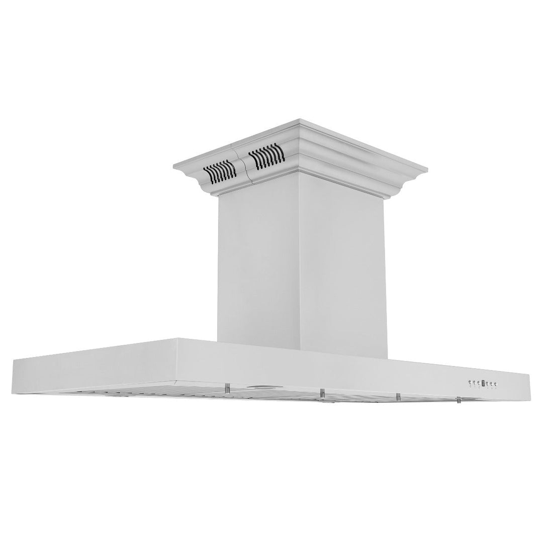 ZLINE 48 in. Island Mount Range Hood in Stainless Steel with Built-in CrownSound‚ Bluetooth Speakers, KE2iCRN-BT-48