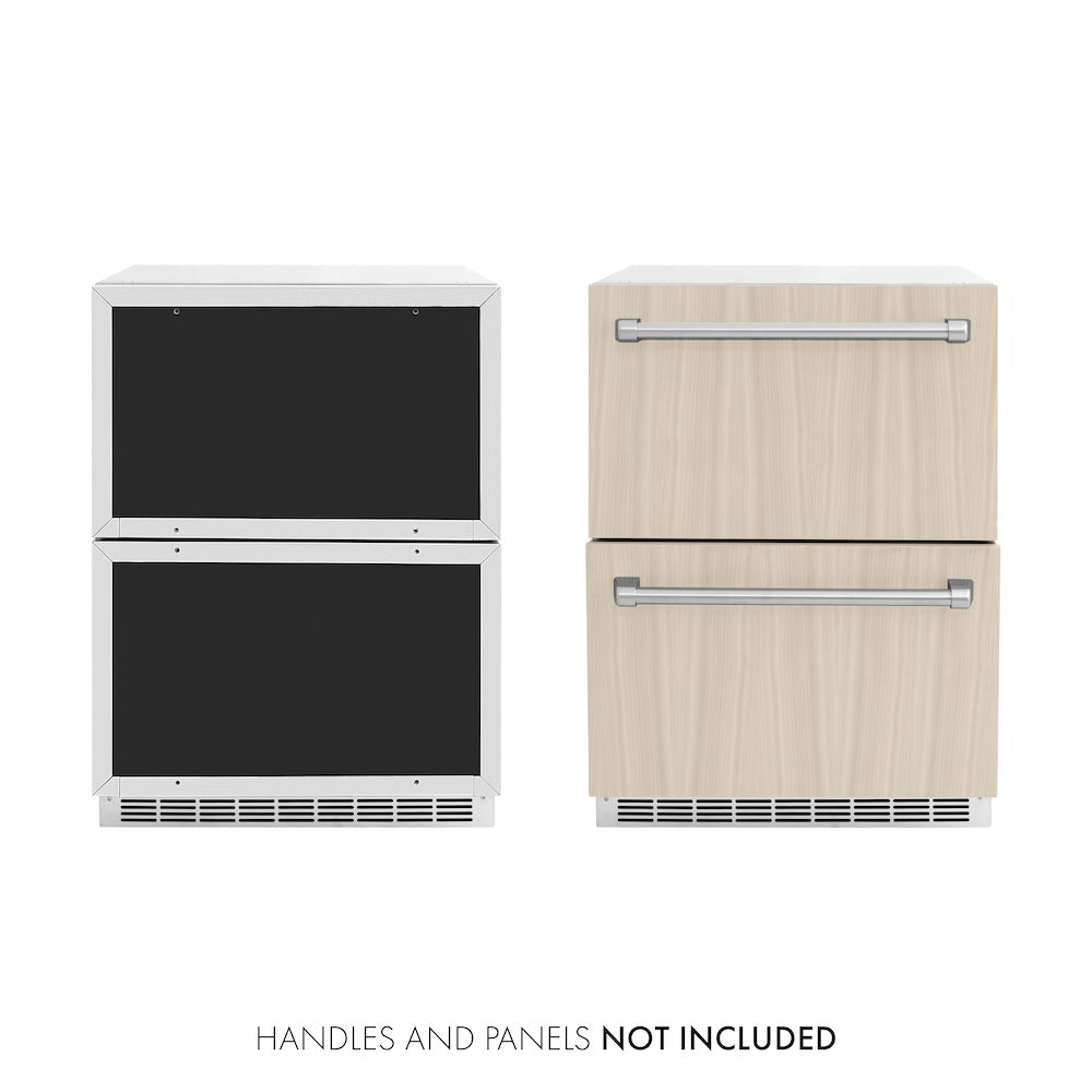 ZLINE 24 in. Touchstone 168 Can Outdoor-Rated Dual Refrigerator Drawer with Panel-Ready Doors, Open Box-Excellent Condition