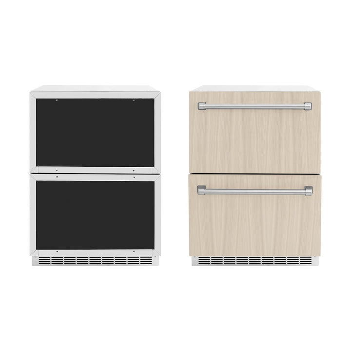 ZLINE 24 in. Touchstone 168 Can Outdoor-Rated Dual Refrigerator Drawer with Panel-Ready Doors, Open Box-Excellent Condition