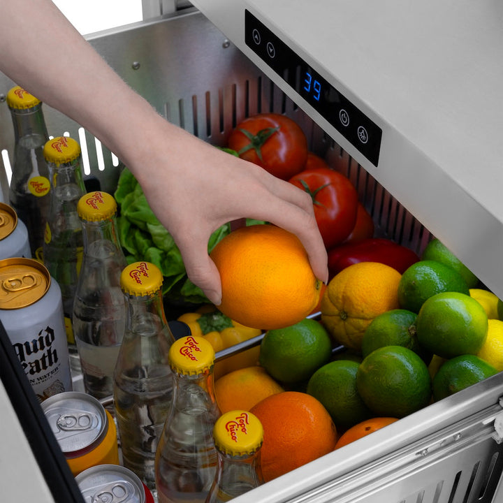 ZLINE 24 in. Touchstone 168 Can Outdoor-Rated Dual Refrigerator Drawer with Panel-Ready Doors, Open Box-Excellent Condition
