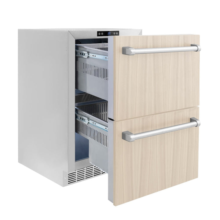 ZLINE 24 in. Touchstone 168 Can Outdoor-Rated Dual Refrigerator Drawer with Panel-Ready Doors, Open Box-Excellent Condition